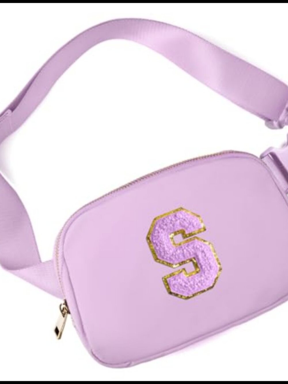 Nylon Belt Bag Fanny Pack Crossbody Waist Pack with Initial Patch